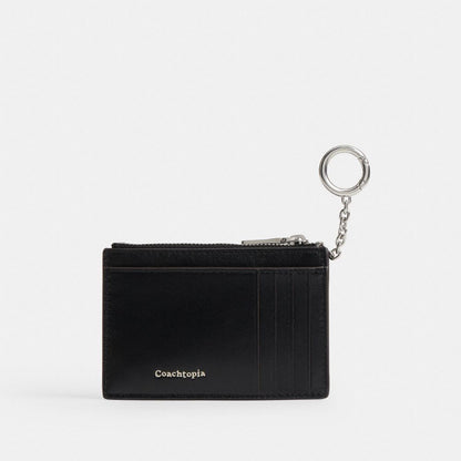 Zip Card Case With Key Ring In Upcrafted Leather