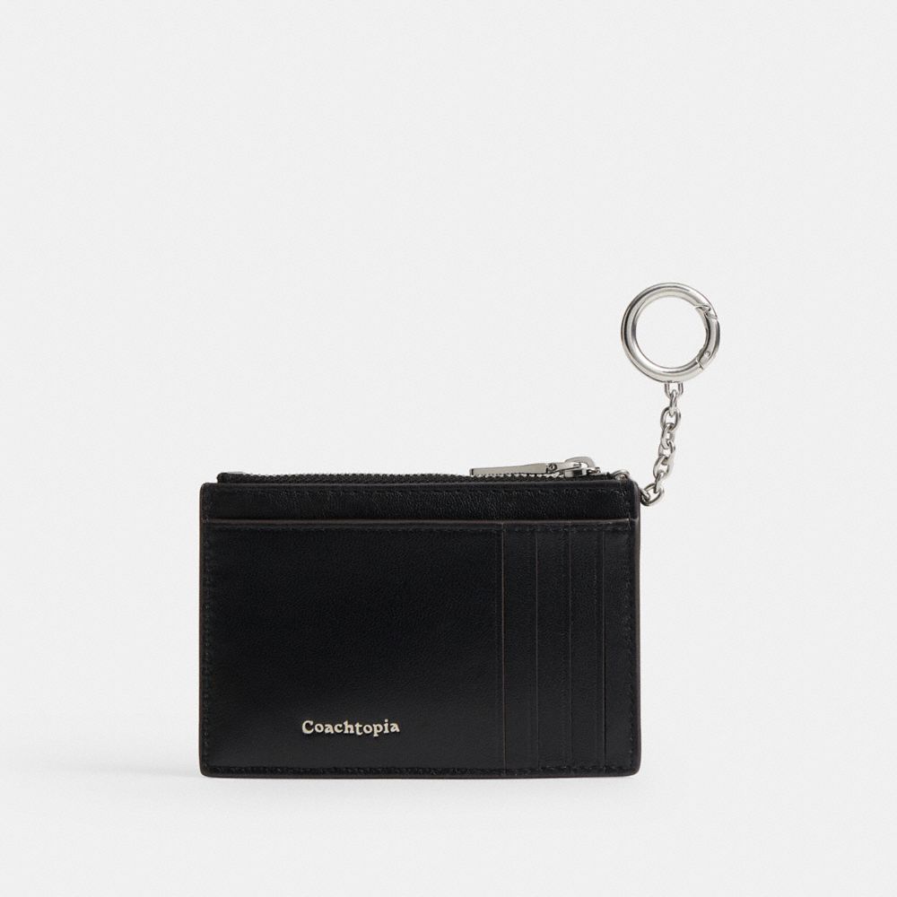 Zip Card Case With Key Ring In Checkerboard Upcrafted Leather
