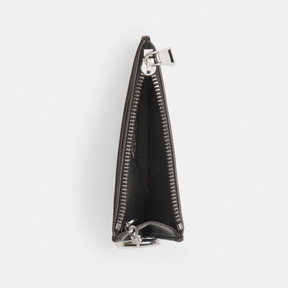 Zip Card Case With Key Ring In Upcrafted Leather