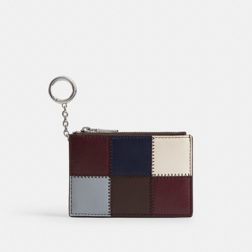 Zip Card Case With Key Ring In Checkerboard Upcrafted Leather