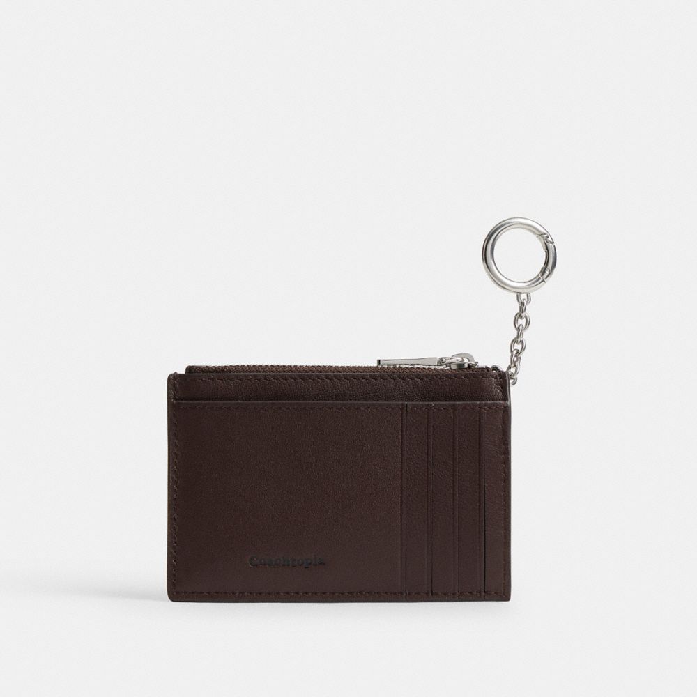Zip Card Case With Key Ring In Checkerboard Upcrafted Leather