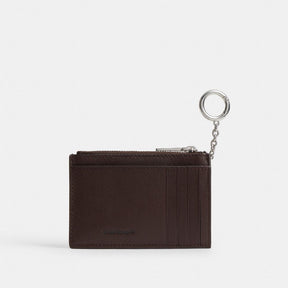 Zip Card Case With Key Ring In Checkerboard Upcrafted Leather