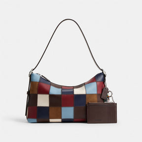 Zip Card Case With Key Ring In Checkerboard Upcrafted Leather