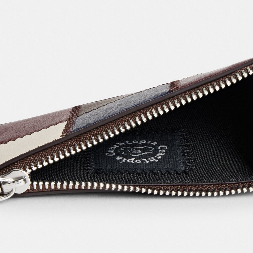 Zip Card Case With Key Ring In Checkerboard Upcrafted Leather