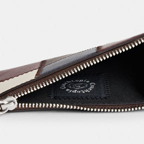 Zip Card Case With Key Ring In Checkerboard Upcrafted Leather