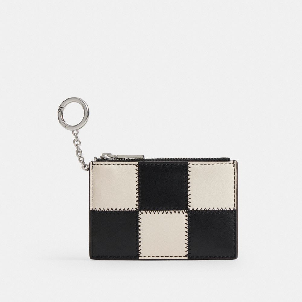 Zip Card Case With Key Ring In Checkerboard Upcrafted Leather