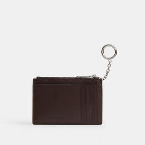 Zip Card Case With Key Ring In Checkerboard Upcrafted Leather
