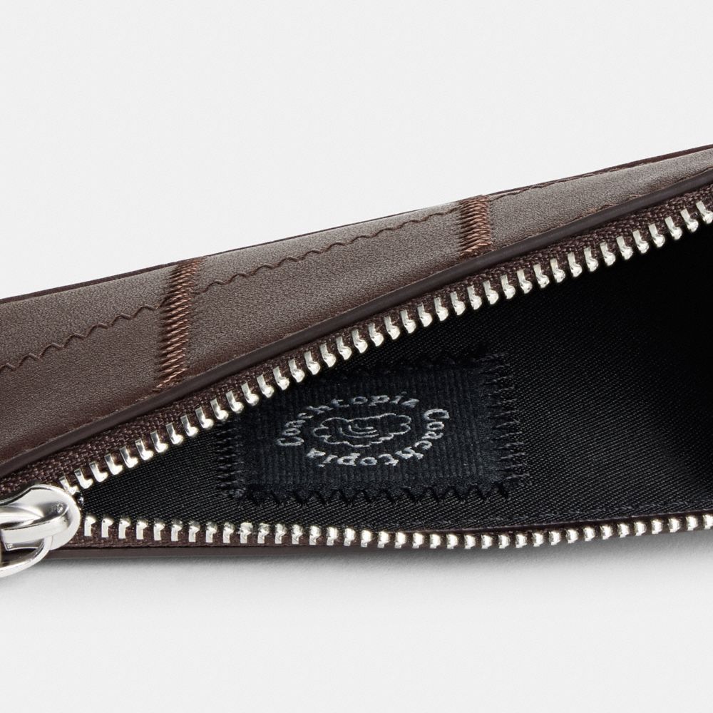 Zip Card Case With Key Ring In Checkerboard Upcrafted Leather