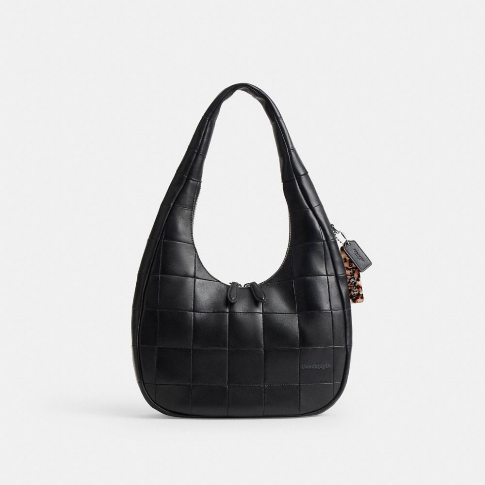 Alter/Ego Crescent Shoulder Bag In Checkerboard Upcrafted Leather
