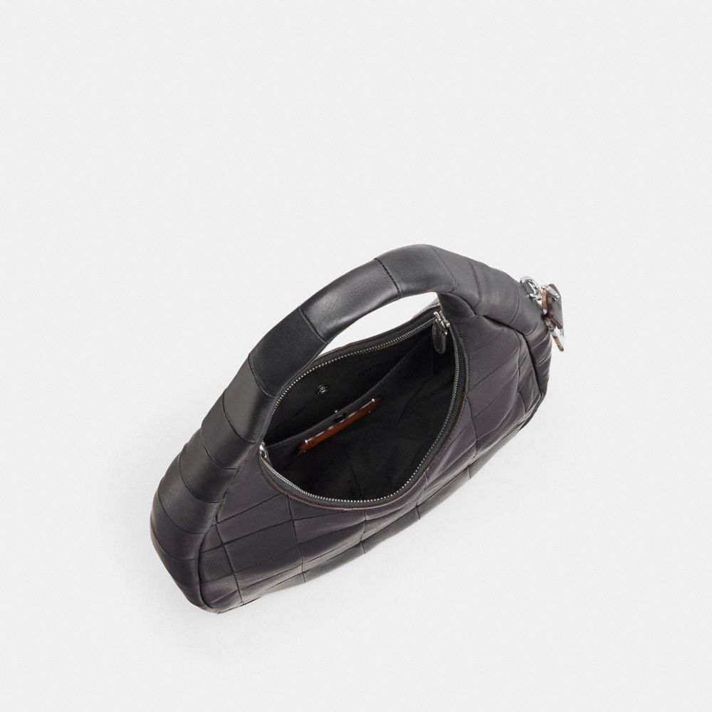 Alter/Ego Crescent Shoulder Bag In Checkerboard Upcrafted Leather