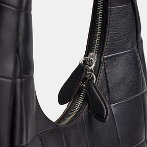 Alter/Ego Crescent Shoulder Bag In Checkerboard Upcrafted Leather