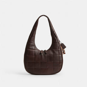 Alter/Ego Crescent Shoulder Bag In Checkerboard Upcrafted Leather