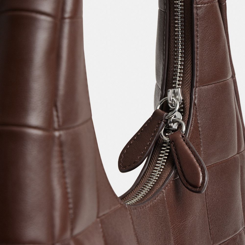 Alter/Ego Crescent Shoulder Bag In Checkerboard Upcrafted Leather
