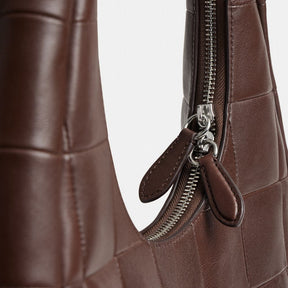 Alter/Ego Crescent Shoulder Bag In Checkerboard Upcrafted Leather