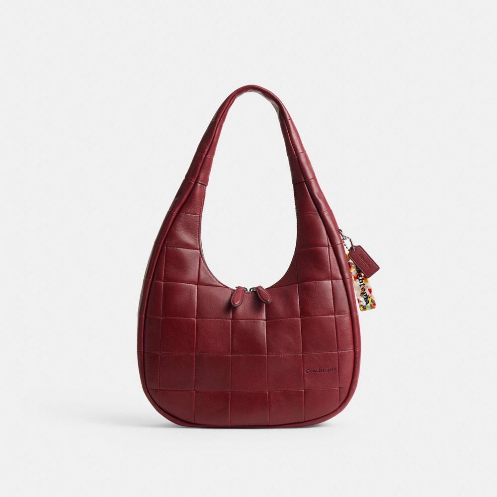 Alter/Ego Crescent Shoulder Bag In Checkerboard Upcrafted Leather