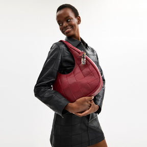 Alter/Ego Crescent Shoulder Bag In Checkerboard Upcrafted Leather