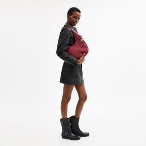 Alter/Ego Crescent Shoulder Bag In Checkerboard Upcrafted Leather
