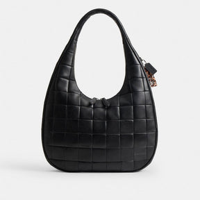 Alter/Ego Large Crescent Shoulder Bag In Checkerboard Upcrafted Leather