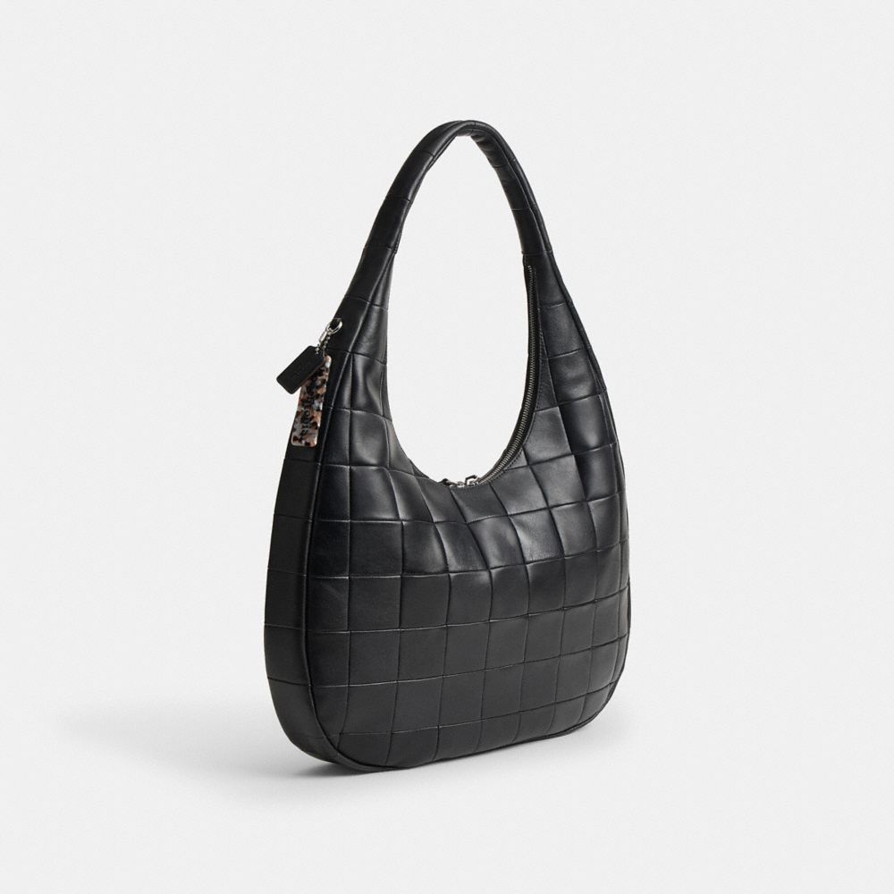Alter/Ego Large Crescent Shoulder Bag In Checkerboard Upcrafted Leather