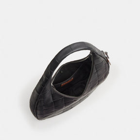 Alter/Ego Large Crescent Shoulder Bag In Checkerboard Upcrafted Leather