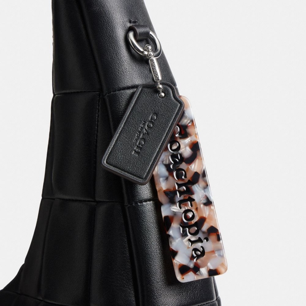 Alter/Ego Large Crescent Shoulder Bag In Checkerboard Upcrafted Leather