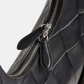 Alter/Ego Large Crescent Shoulder Bag In Checkerboard Upcrafted Leather