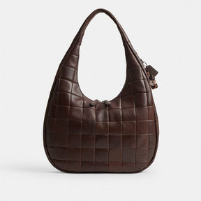 Alter/Ego Large Crescent Shoulder Bag In Checkerboard Upcrafted Leather