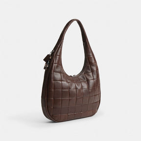 Alter/Ego Large Crescent Shoulder Bag In Checkerboard Upcrafted Leather