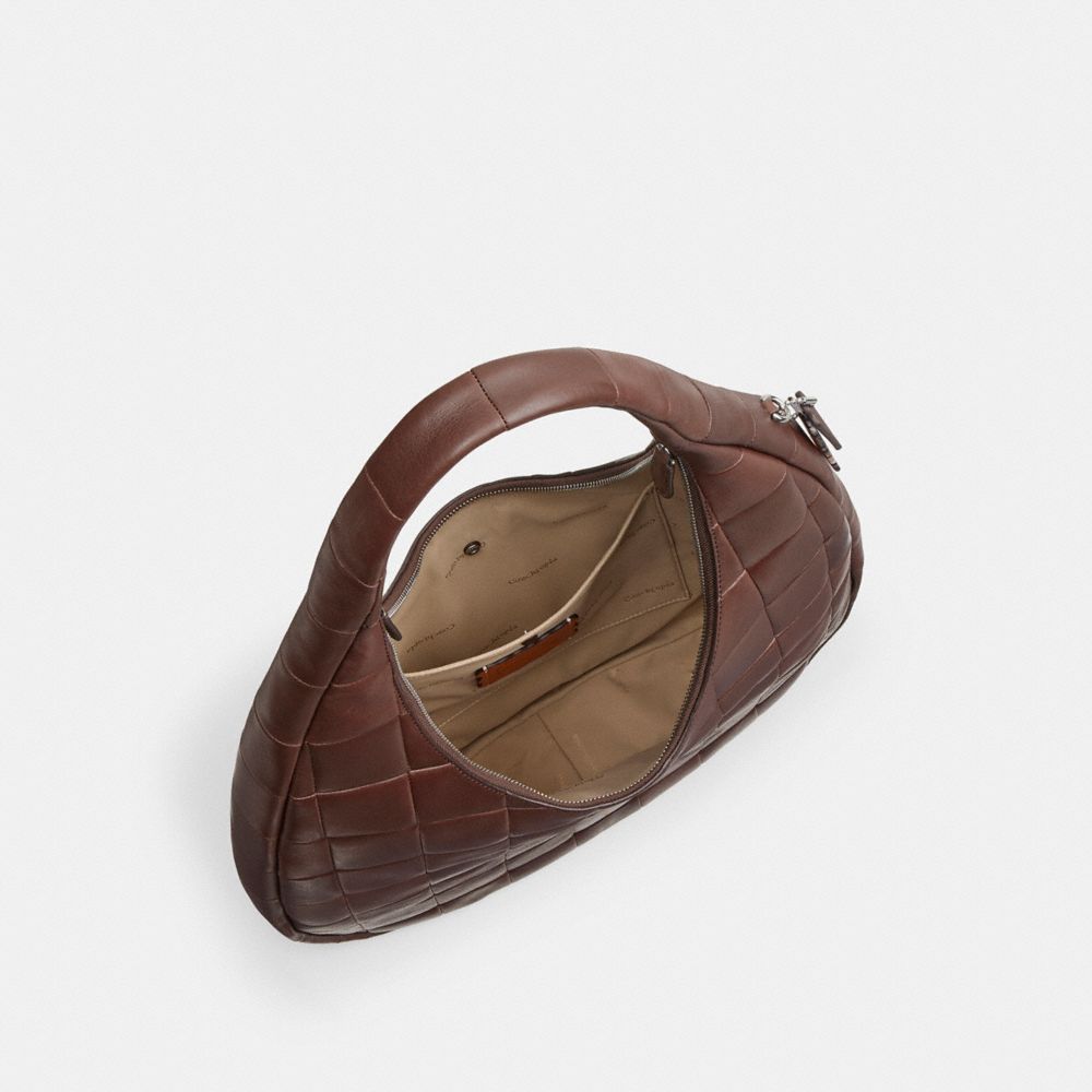 Alter/Ego Large Crescent Shoulder Bag In Checkerboard Upcrafted Leather