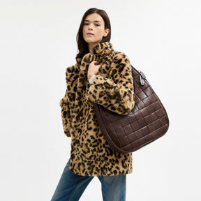 Alter/Ego Large Crescent Shoulder Bag In Checkerboard Upcrafted Leather