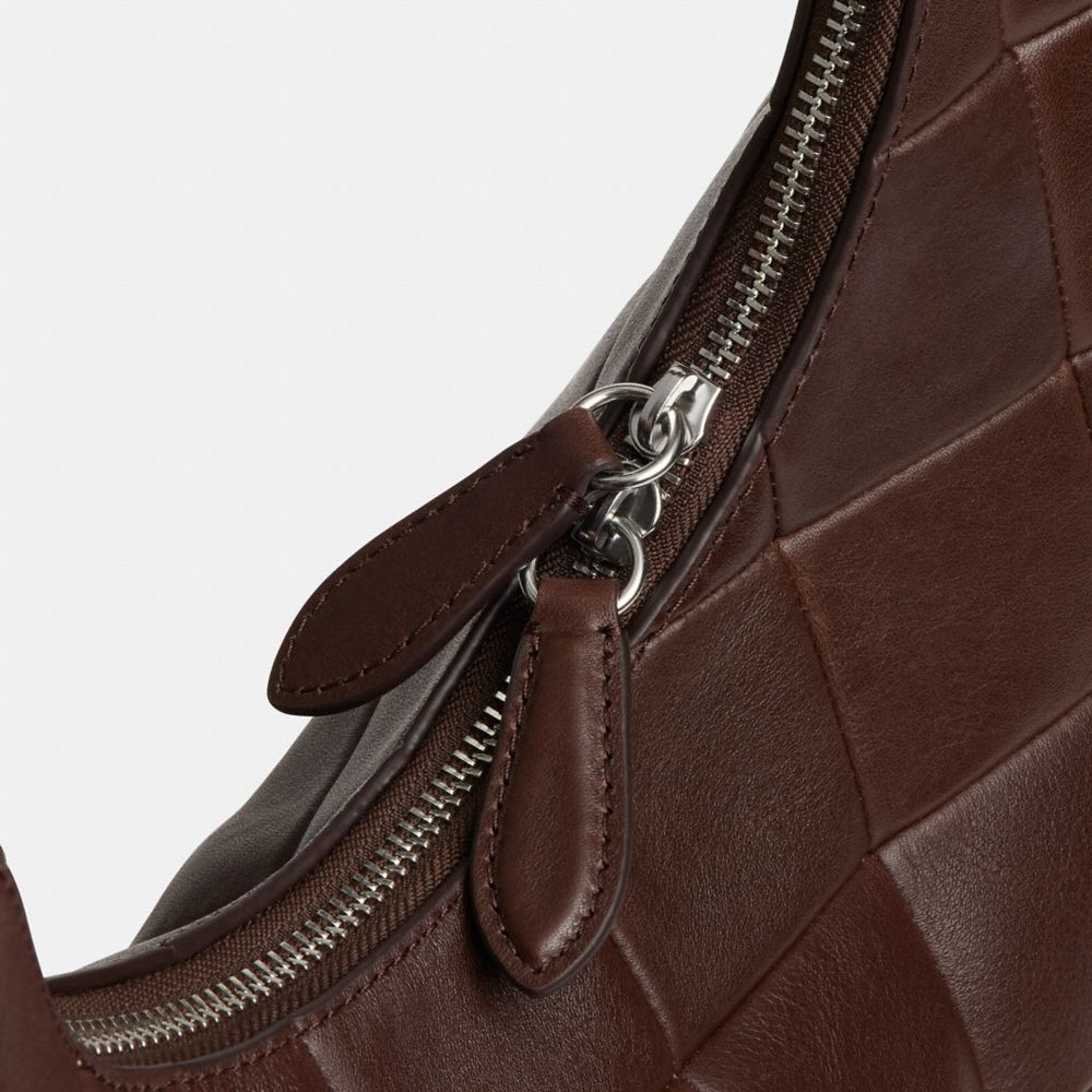 Alter/Ego Large Crescent Shoulder Bag In Checkerboard Upcrafted Leather