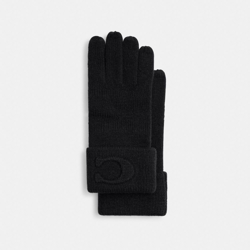 Signature Embossed Knit Gloves