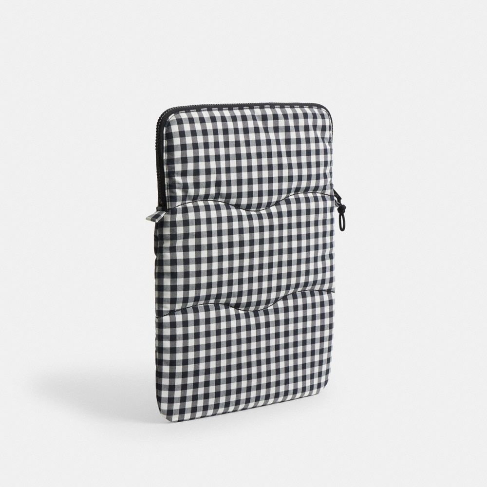 Coachtopia Loop Laptop Sleeve With Wavy Quilting In Gingham