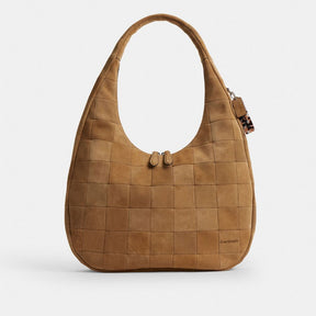 Alter/Ego Large Crescent Shoulder Bag In Checkerboard Upcrafted Suede