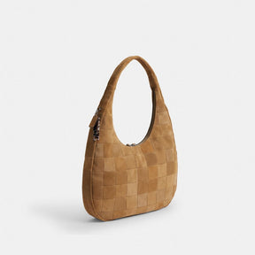 Alter/Ego Large Crescent Shoulder Bag In Checkerboard Upcrafted Suede