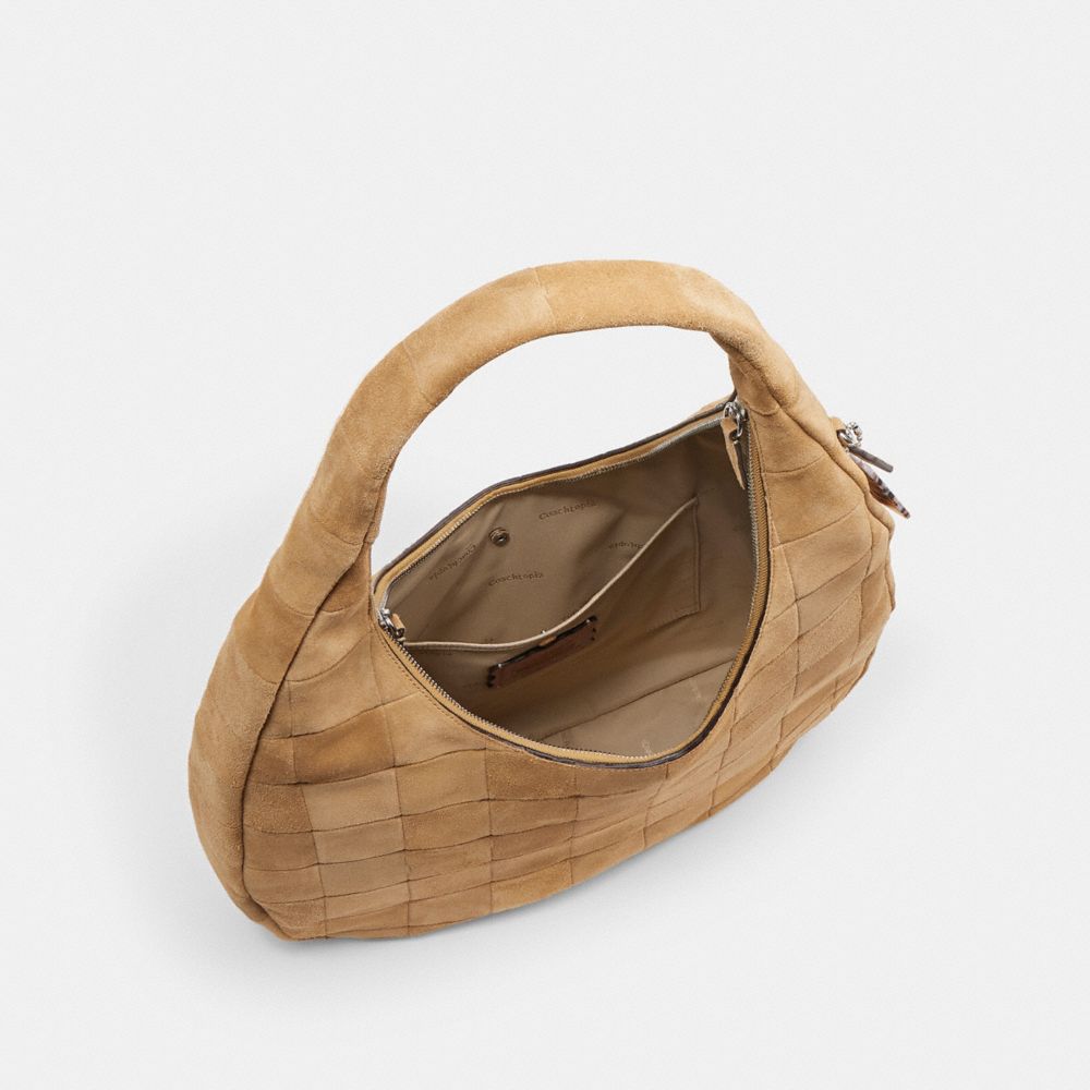 Alter/Ego Large Crescent Shoulder Bag In Checkerboard Upcrafted Suede