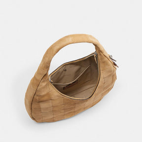 Alter/Ego Large Crescent Shoulder Bag In Checkerboard Upcrafted Suede