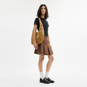 Alter/Ego Large Crescent Shoulder Bag In Checkerboard Upcrafted Suede