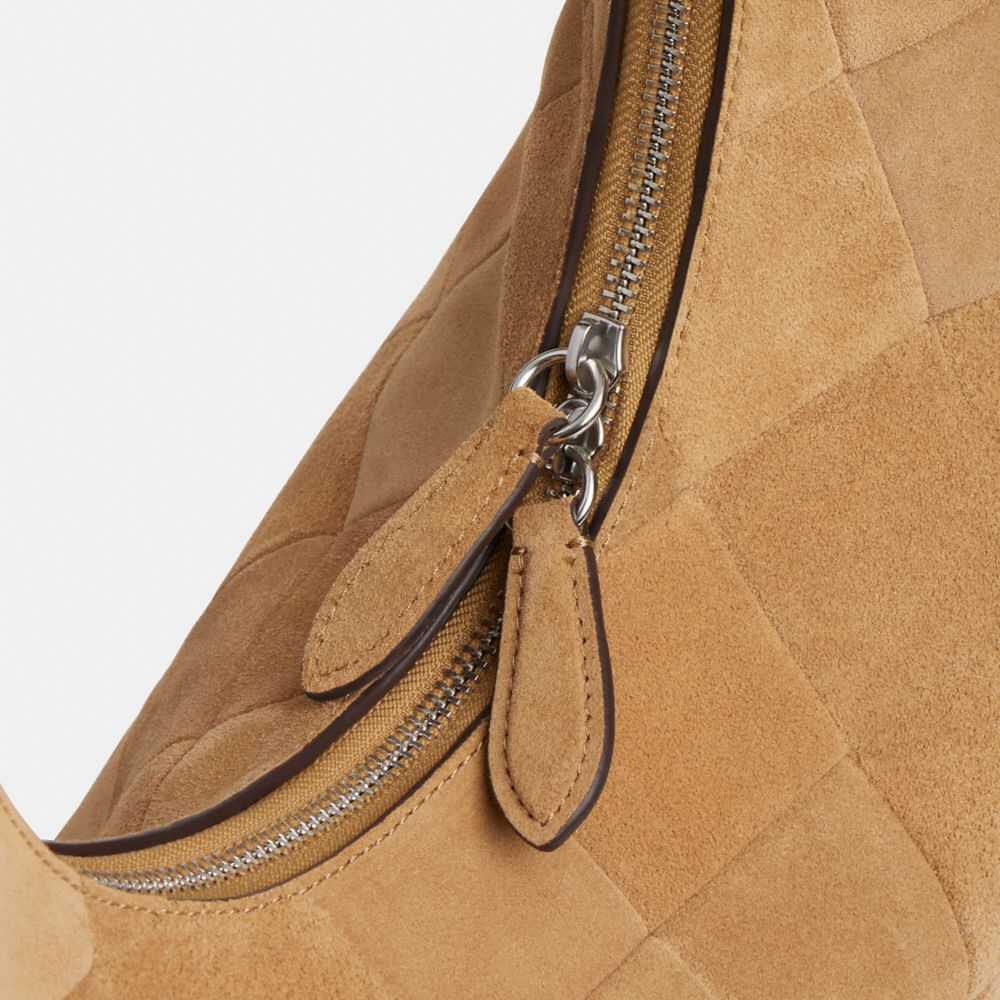 Alter/Ego Large Crescent Shoulder Bag In Checkerboard Upcrafted Suede