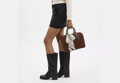 Sculpted C Cherries Print Silk Wide Skinny Scarf