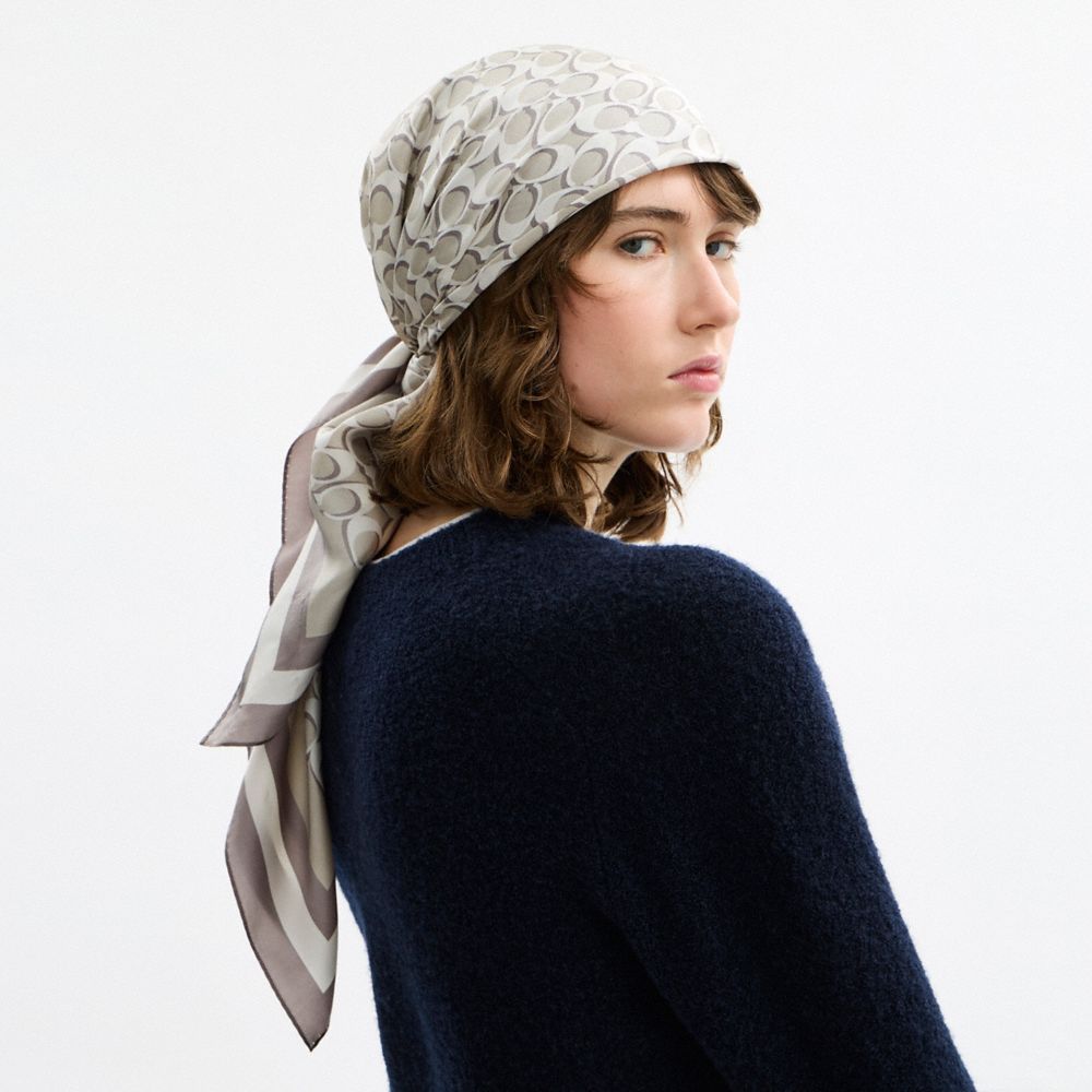Iconic Motifs Print Silk Square Scarf