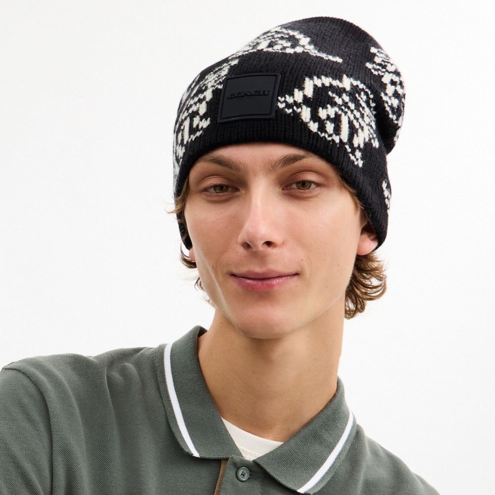 Dino Print Knit Beanie