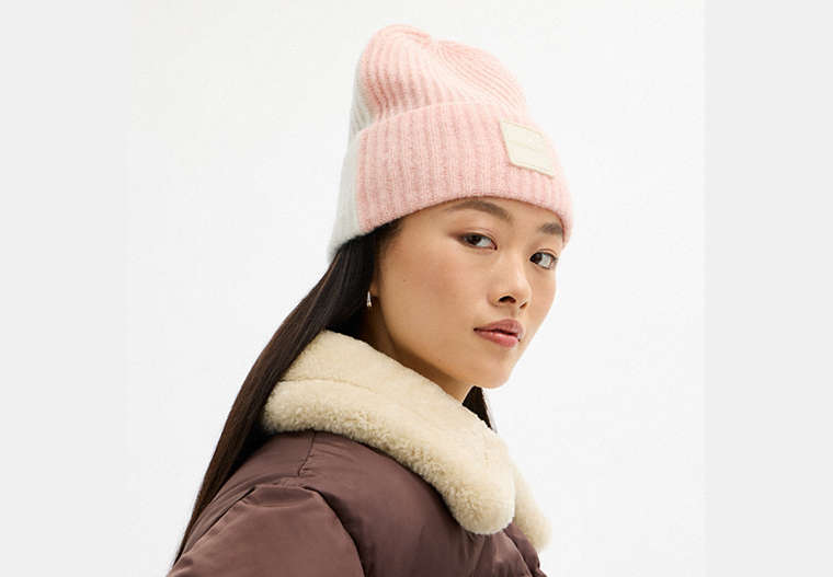Colorblock Beanie With Rubber Patch