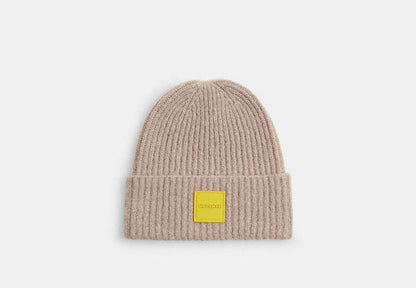 Colorblock Beanie With Rubber Patch