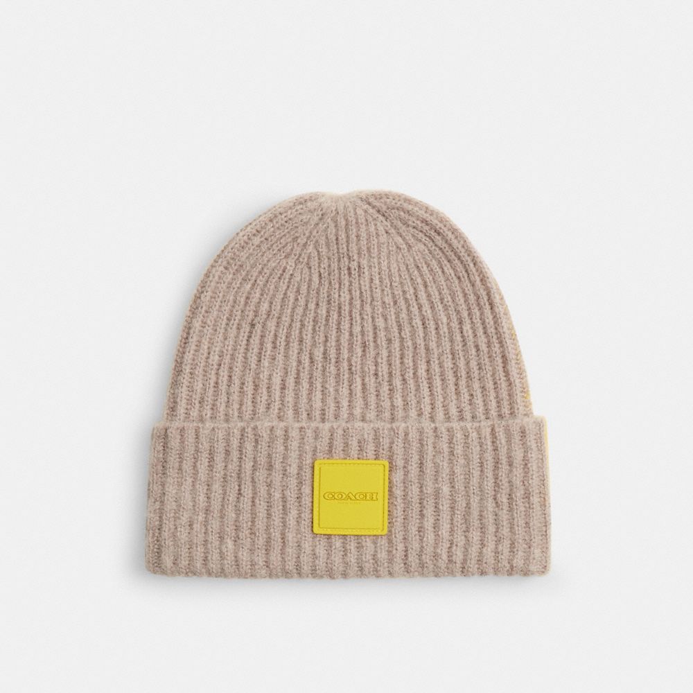 Colorblock Beanie With Rubber Patch