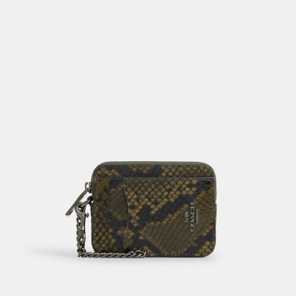 Zip Card Case With Snake Print