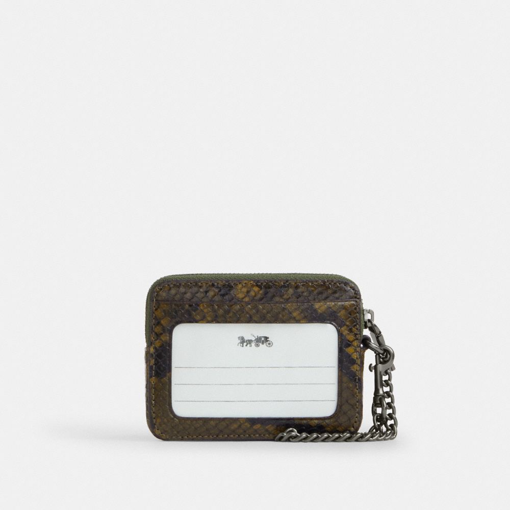 Zip Card Case With Snake Print