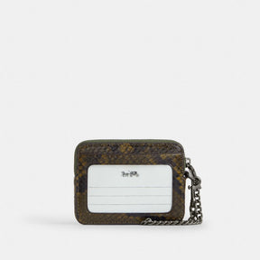 Zip Card Case With Snake Print