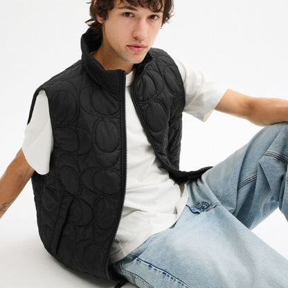 Quilted Signature Puffer Vest In Recycled Polyester