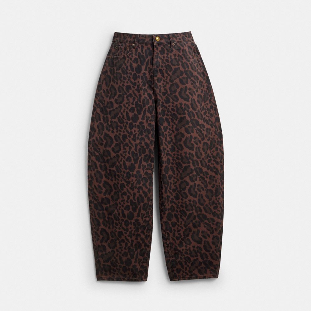 Leopard Print Barrel Jeans In Organic Cotton